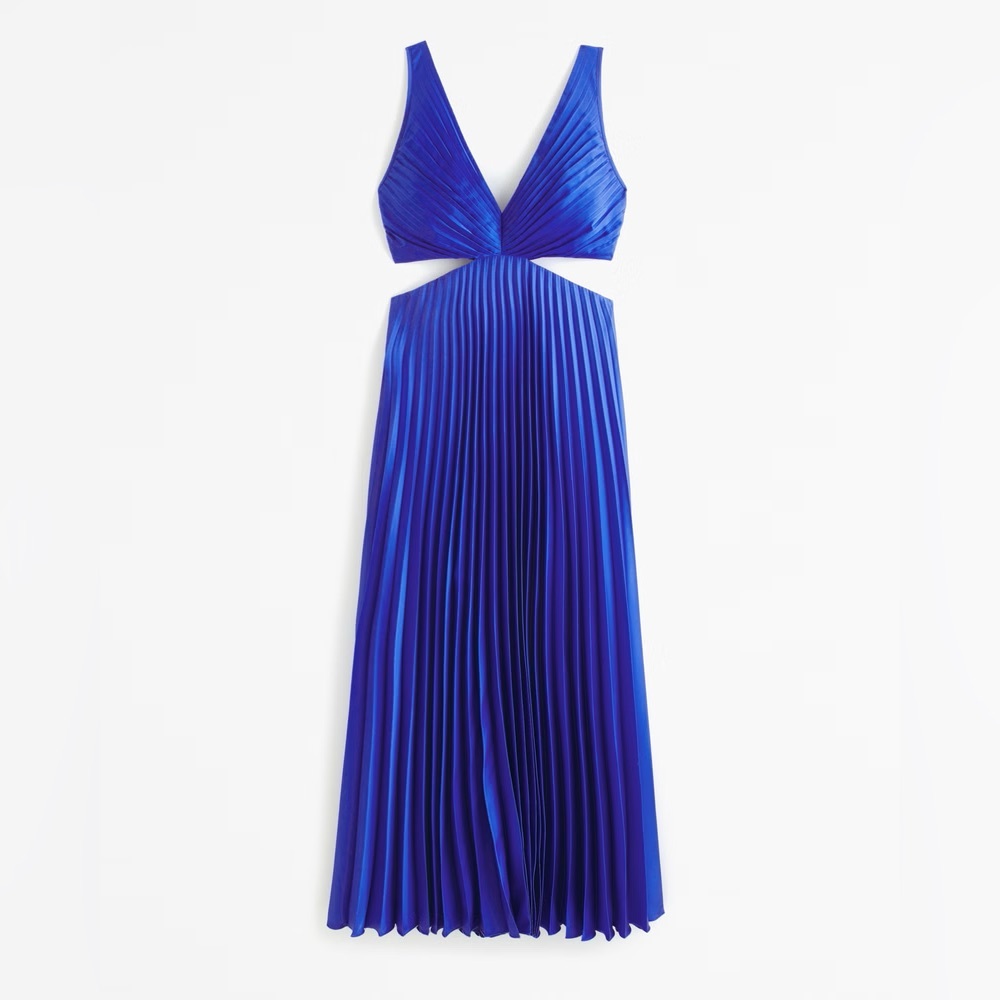 BRAND NEW! The A&F Giselle Pleated Cutout Maxi Dress in Royal Blue l Small